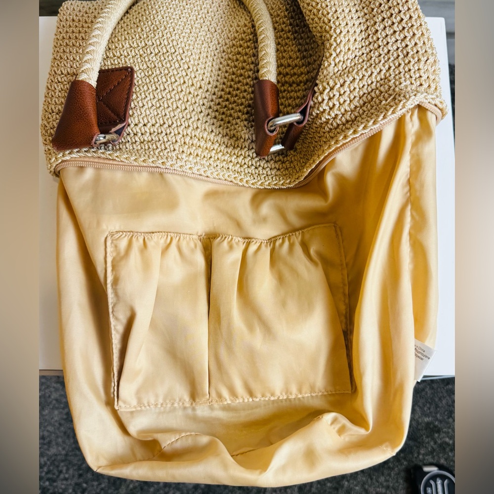 The Sak Shoulder Purse or Satchel Crochet Tan Leather Strap Handle HOBO Purse - Picture 14 of 16